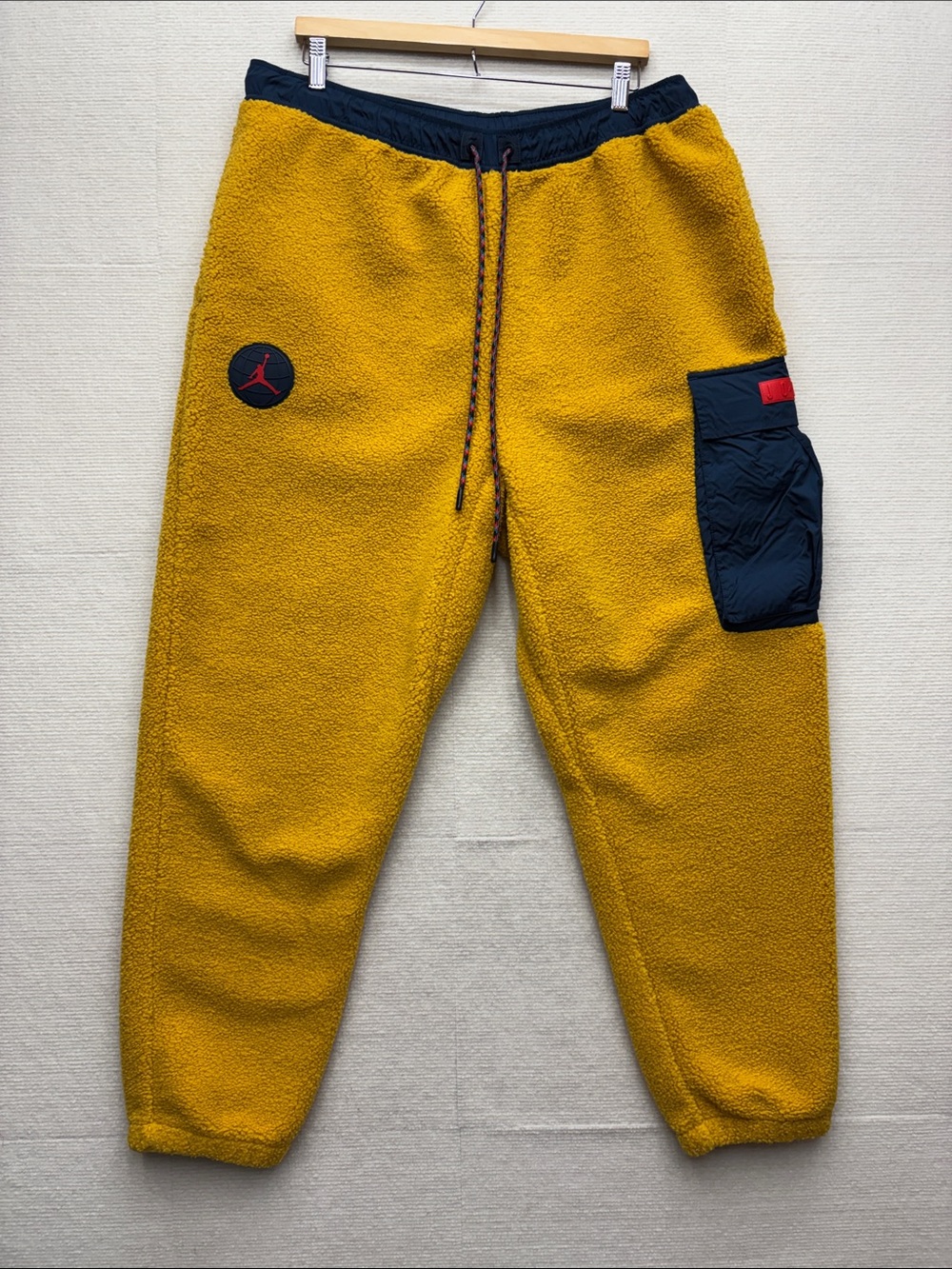 Jordan Mustard Yellow Sherpa Joggers with Navy Cargo
